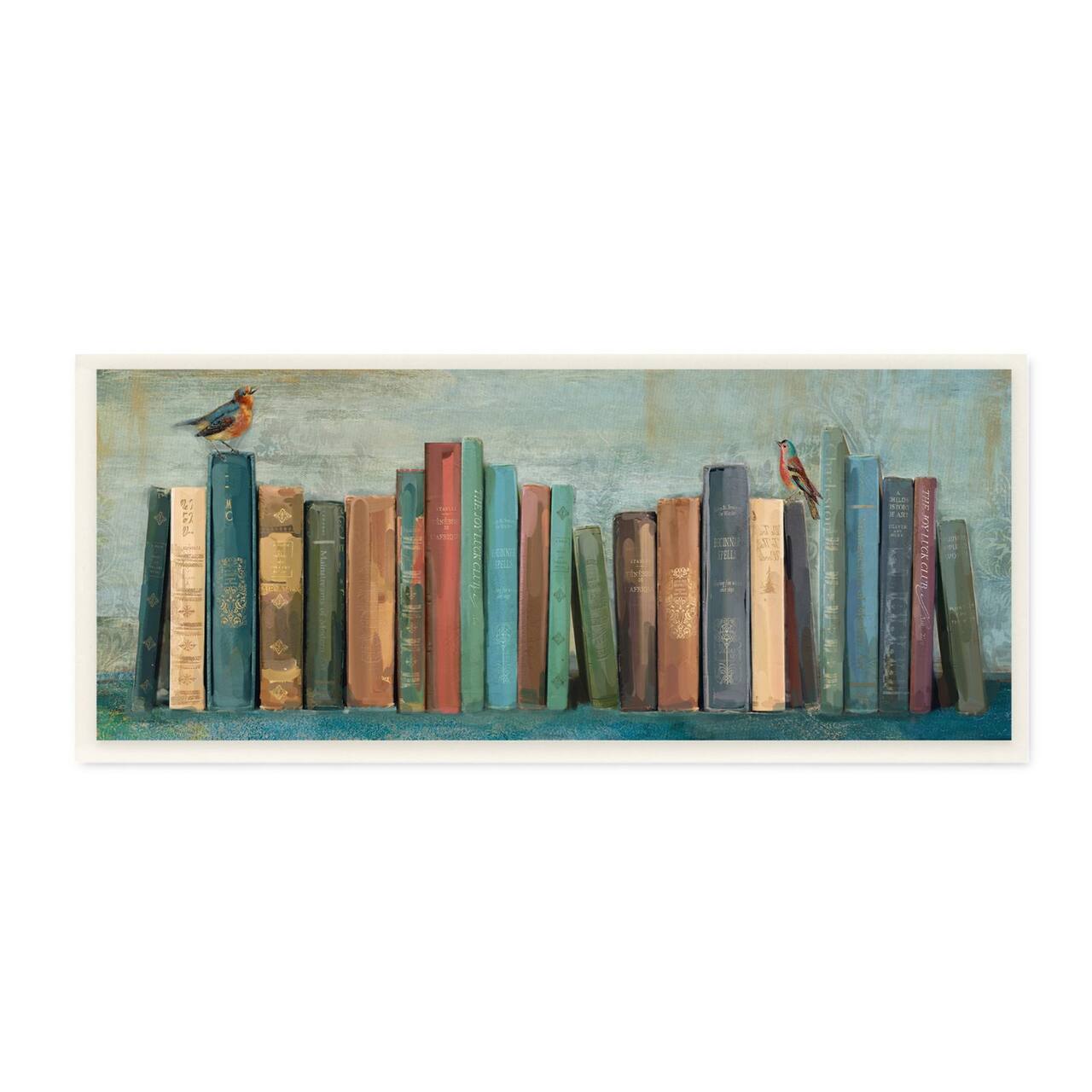Stupell Industries Books And Birds Green Blue Textured Painting Wood Wall Plaque
